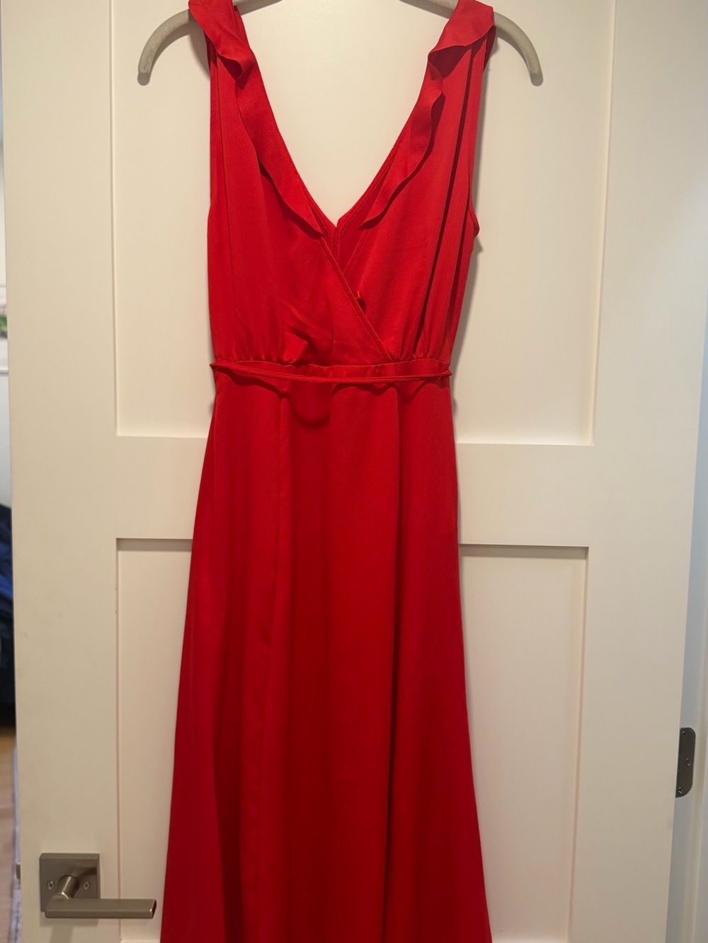 French Connection Red Ruffle Wrap High-Low Dress - Picture 3 of 3